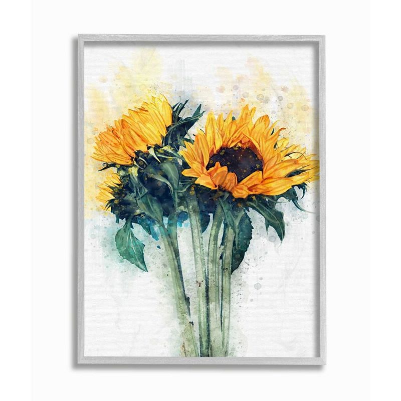 Stupell Home Decor Sunflower Assortment with Watercolor Accent Framed Wall Art, Multi
