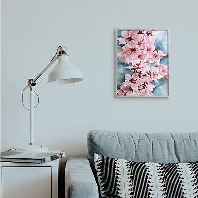 Stupell Home Decor Branch of Blooming Cherry Blossoms Pink Blue Framed Wall Art