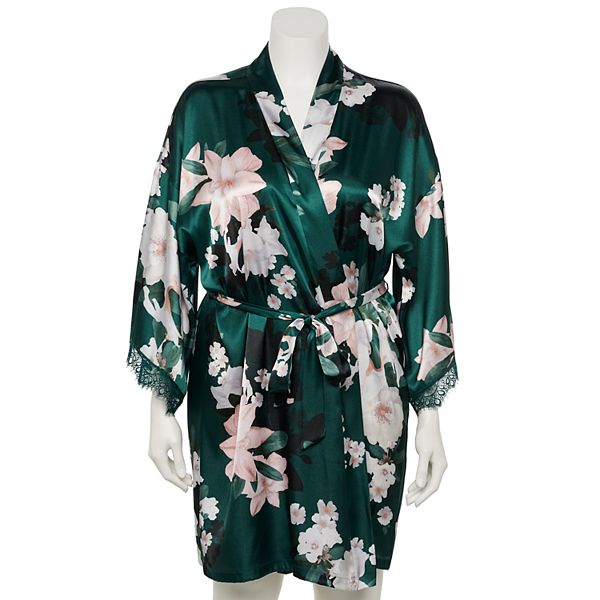 Plus Size Lilac+London Satin Wrap Robe