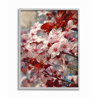 Stupell Home Decor Beautiful Flower Blossoms on Tree Branches Pink Red Framed Wall Art