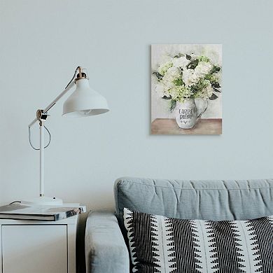 Stupell Home Decor Carpe Diem Motivation with White Hydrangea Bouquet Canvas Wall Art