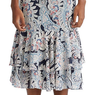 Women's Chaps Print Tiered-Ruffle Midi Skirt