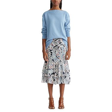 Women's Chaps Print Tiered-Ruffle Midi Skirt
