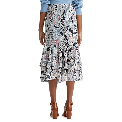Women's Chaps Print Tiered-Ruffle Midi Skirt
