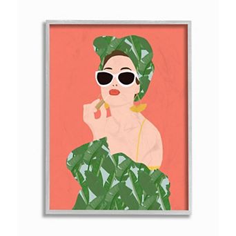 Stupell Home Decor Female Glamour in Tropical Fashion Lip Cosmetic Framed Wall Art