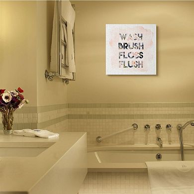Stupell Home Decor Wash Brush Floss Flush in Floral Typography Wall Art