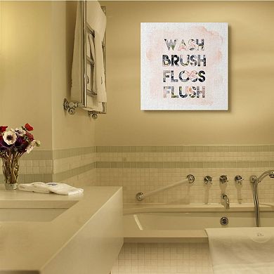 Stupell Home Decor Wash Brush Floss Flush in Floral Typography Wall Art