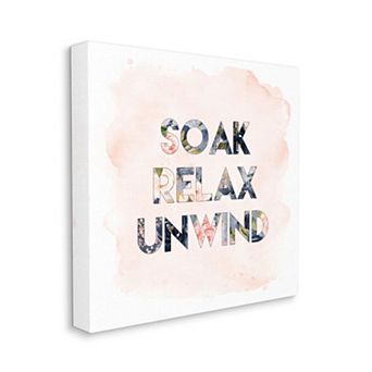 Stupell Home Decor Sox Relax Unwind in Floral Typography Canvas Wall Art