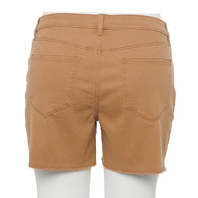 Plues Size EVRI Frayed-Hem Jean Shorts