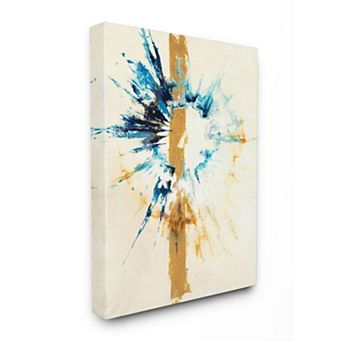 Stupell Home Decor Abstract Retinal Circle With Stripe Blue Beige Canvas Wall Art