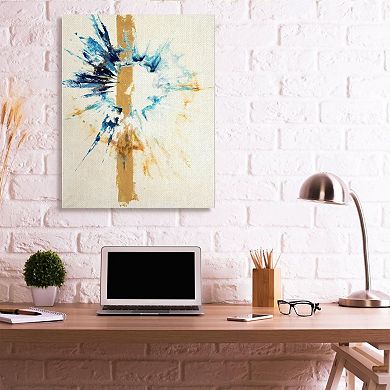 Stupell Home Decor Abstract Retinal Circle With Stripe Blue Beige Wall Art