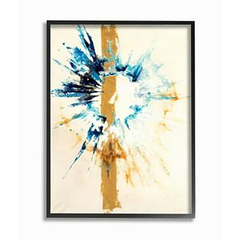 Stupell Home Decor Abstract Retinal Circle With Stripe Blue Beige Framed Wall Art