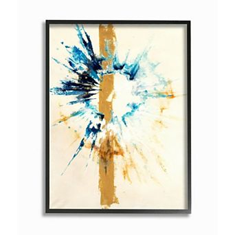 Stupell Home Decor Abstract Retinal Circle With Stripe Blue Beige Framed Wall Art