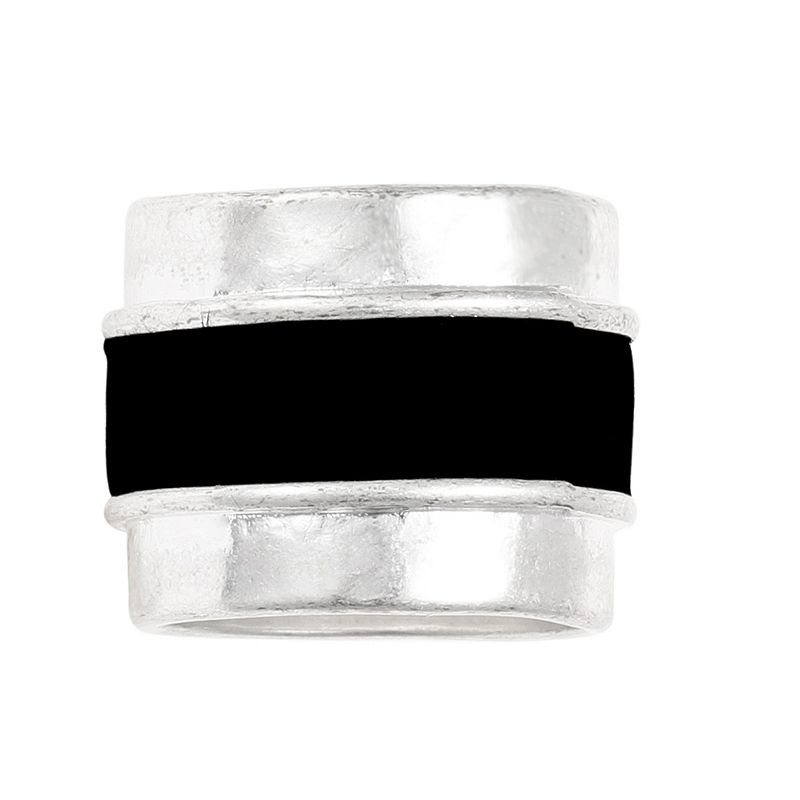 Bella Uno Silver Tone Black Suede Band Ring, Womens, Size: 8