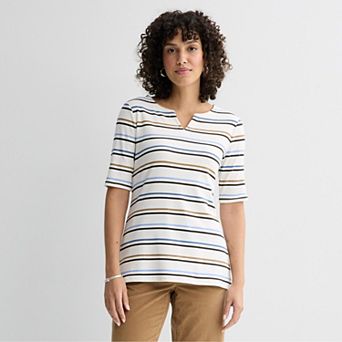 Women's Croft & Barrow® Elbow-Sleeve Splitneck Top