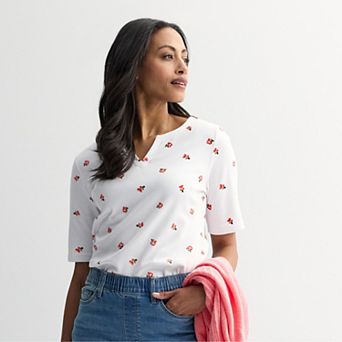 Women's Croft & Barrow® Elbow-Sleeve Splitneck Top