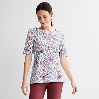 Women's Croft & Barrow® Elbow-Sleeve Splitneck Top