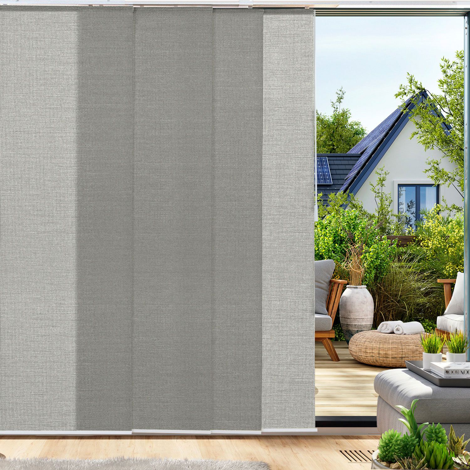Chicology Adjustable Sliding Panel Blinds. Wave, 46"-86"W X 0"-96"H