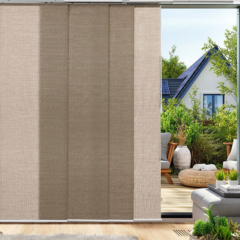 Chicology Cordless Polyester Quad Rail Sliding Panel Blinds  Woven Truffle  46-86   x 96