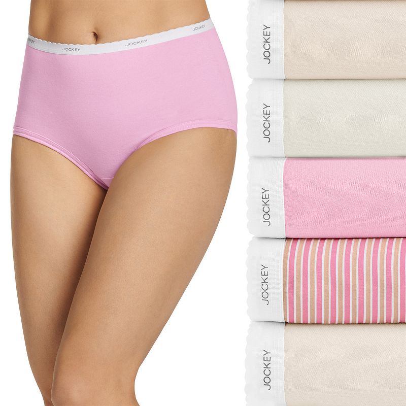 Women's Jockey® Classic 5-Pack Cotton Brief Panty Set 1743, Pink