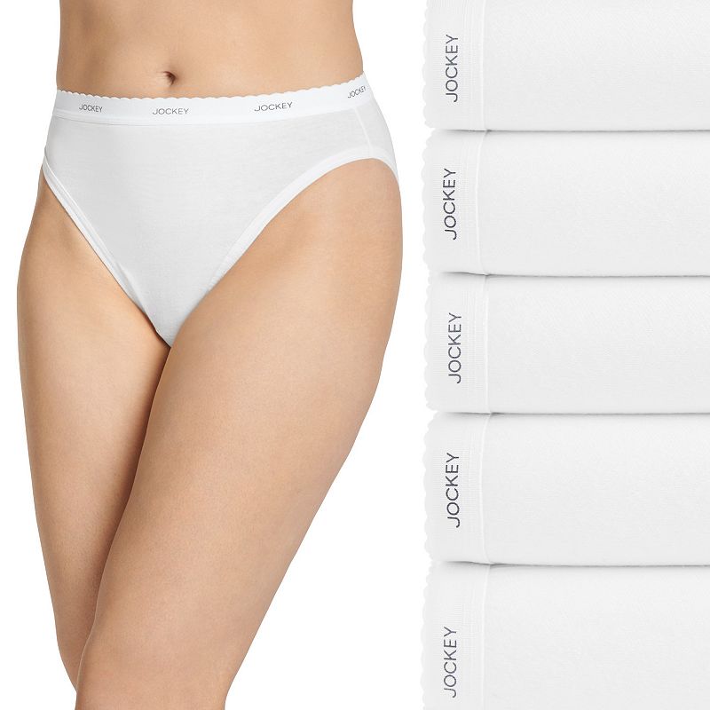Women's Jockey® Classic 5-Pack Cotton French-Cut Panty Set 1744, Size: 6, White