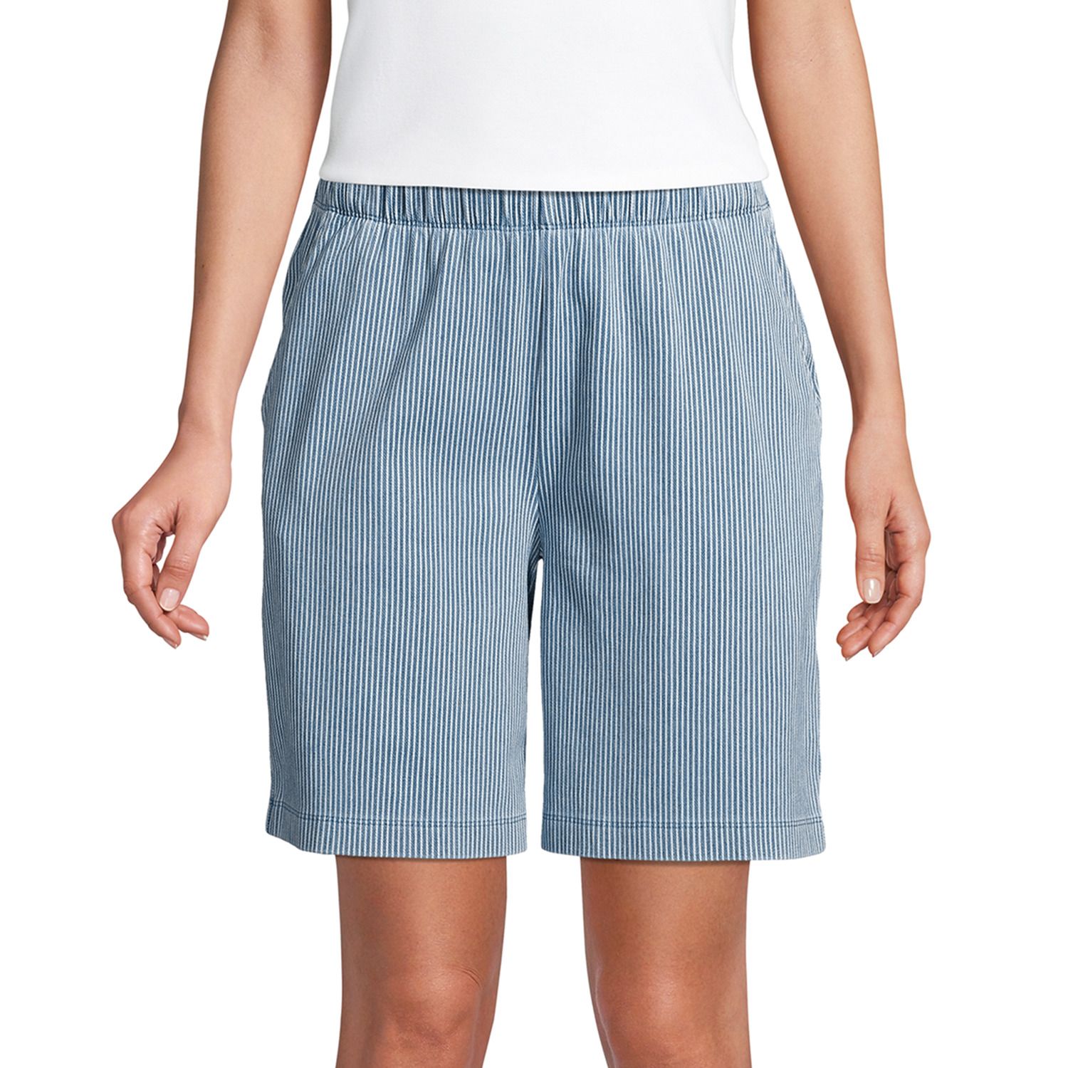 Image for Lands' End Women's Sport Jacquard Stripe Pull-On Shorts at Kohl's.