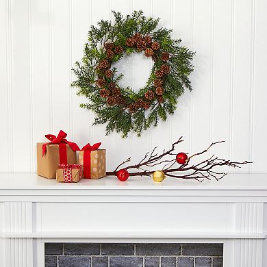 nearly natural Indoor / Outdoor Cedar Artificial Christmas Wreath