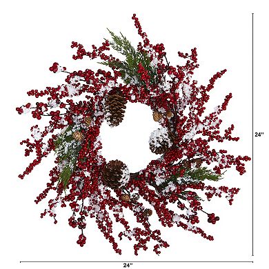 nearly natural Frosted Cypress Berries Artificial Wreath