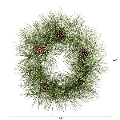 nearly natural Iced Pine Artificial Christmas Wreath