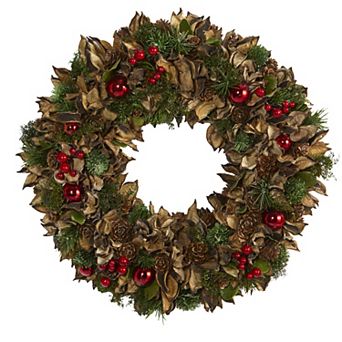 nearly natural Mixed Greens Artificial Christmas Wreath
