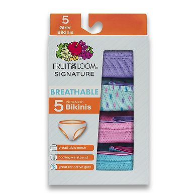 Girls 6-16 Fruit of the Loom Breathable 5-pk. Bikini Panties