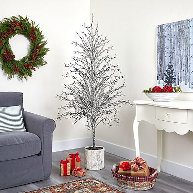 nearly natural 6-ft. Snow Twig Artificial Christmas Tree