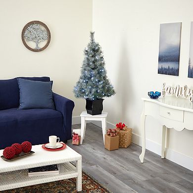 nearly natural 4-ft. Pre-Lit Snowy Mountain Pine Artificial Christmas Tree