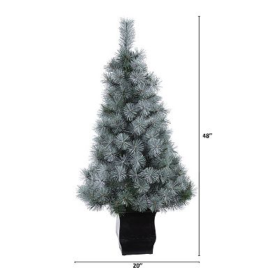 nearly natural 4-ft. Pre-Lit Snowy Mountain Pine Artificial Christmas Tree