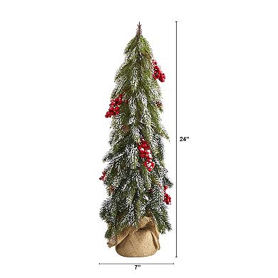 nearly natural 2-ft. Flocked Artificial Christmas Tree