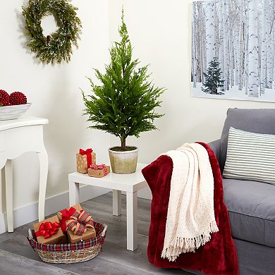 nearly natural 3.5-ft. Cedar Pine Artificial Tree Floor Decor