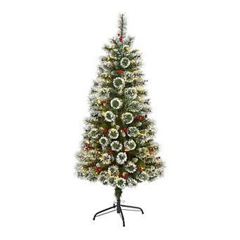 nearly natural 5-ft. Frosted Swiss Pine 200-Light LED Artificial Christmas Tree