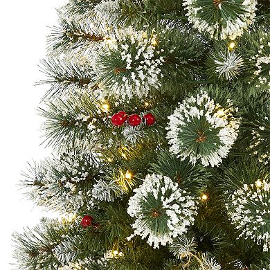 nearly natural 5-ft. Frosted Swiss Pine 200-Light LED Artificial Christmas Tree