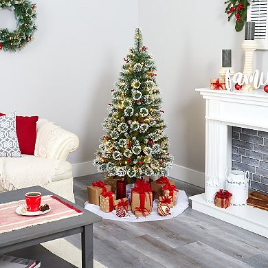 nearly natural 5-ft. Frosted Swiss Pine 200-Light LED Artificial Christmas Tree