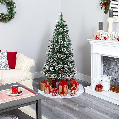 nearly natural 5-ft. Frosted Swiss Pine 200-Light LED Artificial Christmas Tree
