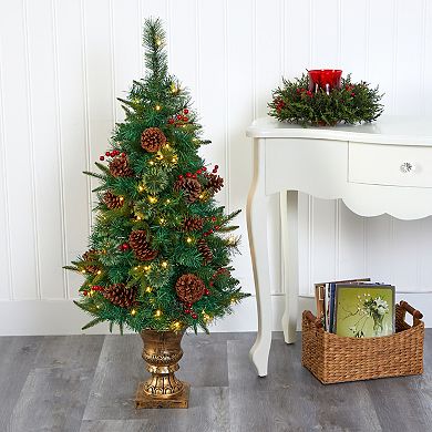 nearly natural 4-ft. Pine Artificial Christmas Tree Floor Decor