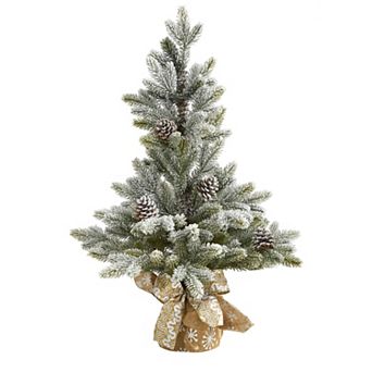 nearly natural 28 in Pinecone Accent Flocked Artificial Christmas Tree