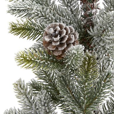 nearly natural 28-in. Pinecone Accent Flocked Artificial Christmas Tree