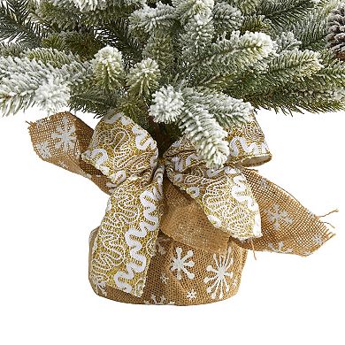 nearly natural 28-in. Pinecone Accent Flocked Artificial Christmas Tree