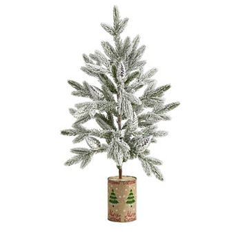 nearly natural 28 in Flocked Artificial Christmas Tree