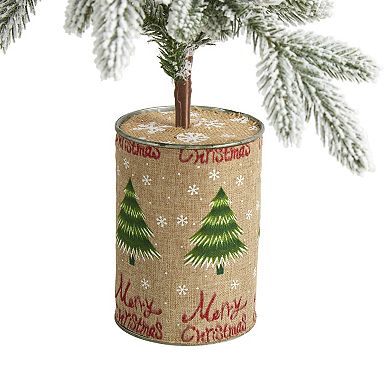 nearly natural 28-in. Flocked Artificial Christmas Tree