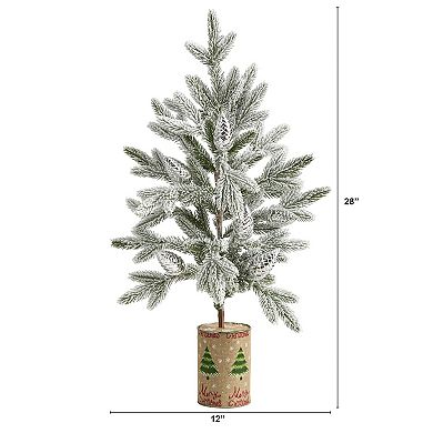 nearly natural 28-in. Flocked Artificial Christmas Tree