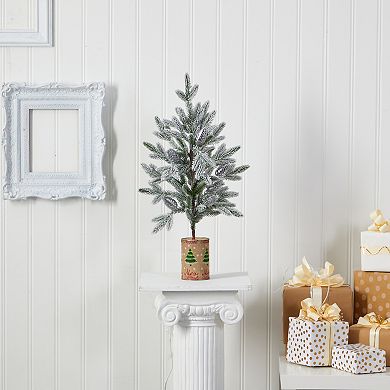 nearly natural 28-in. Flocked Artificial Christmas Tree