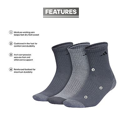 Men's adidas 3-pack Cushioned Mid-Crew Socks