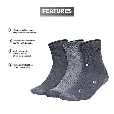 Men's adidas 3-pack Cushioned X Mid-Crew Socks